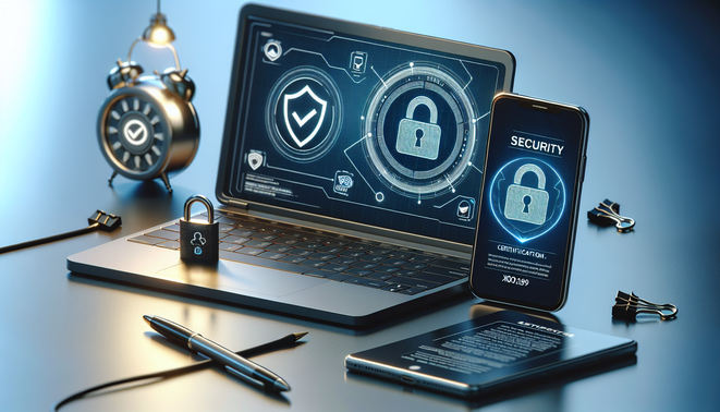 alt_text: A realistic cover showcasing XO199's security features with a laptop, certificate, and smartphone.