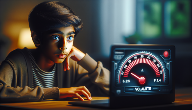 alt_text: Realistic cover of a young Thai beginner gaming, highlighting volatility gauge on laptop screen.
